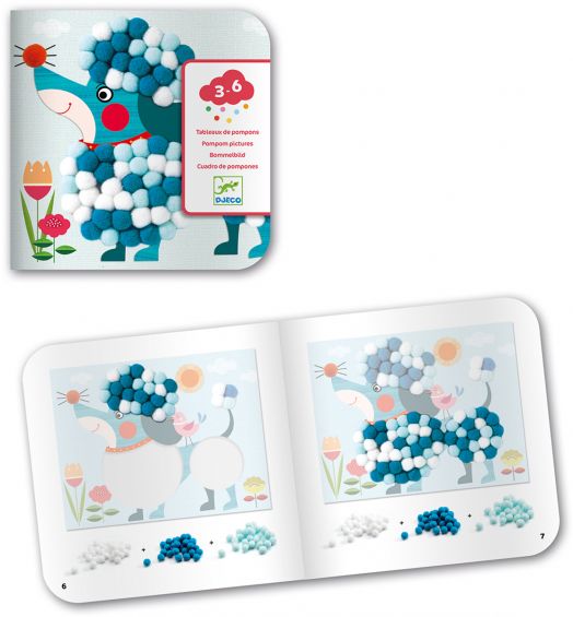 Направи сам колажи с помпони Djeco - Кучета