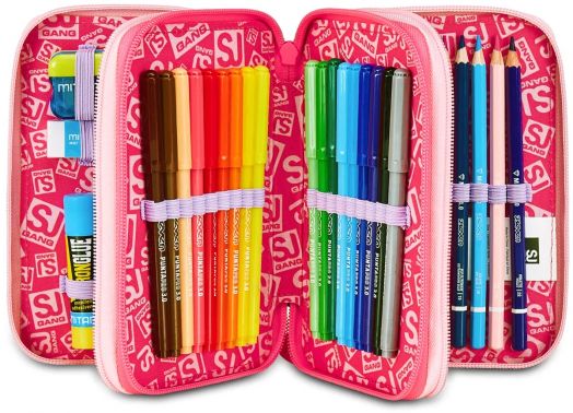 Ученически несесер Seven SJ Catled с три отделения, пълен