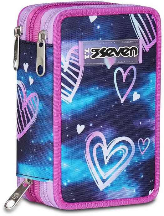 Ученически несесер Seven Gloomy Heart с три отделения, пълен