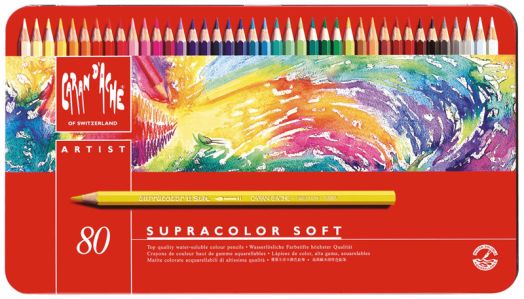 Комплект цветни моливи Caran d'Ache Supracolor Soft, 80 цвята