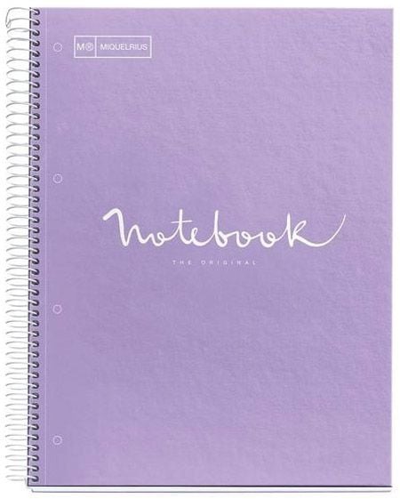 Тетрадка Miquelrius Emotions А4 със спирала, 120 листа на малки квадратчета, лилава