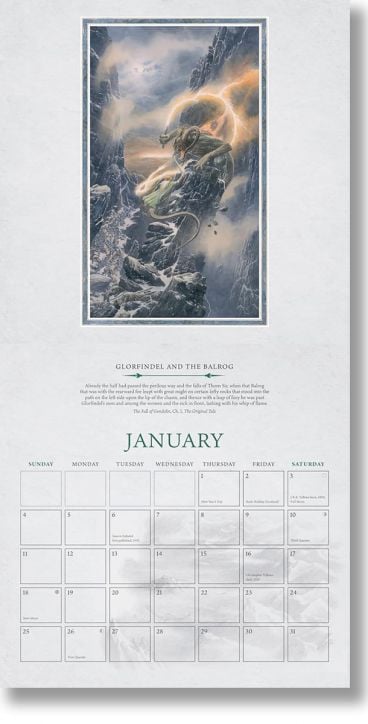 Стенен календар Tolkien, 2026 година