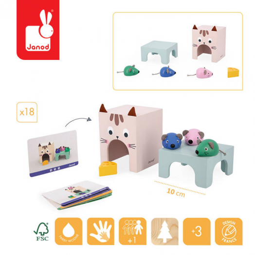 Образователна игра Janod - Ориентирайте се в пространството: Котка и мишката