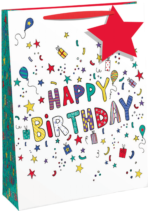 Детска подаръчна торбичка Eurowrap - Doodle Birthday, голяма