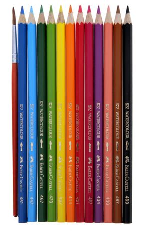Цветни моливи Faber-Castell, 12 цвята + четка
