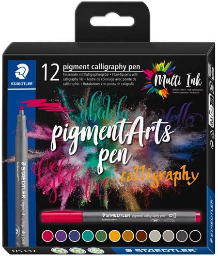 Комплект калиграфски маркери Staedtler Pigment Arts 375, 12 цвята
