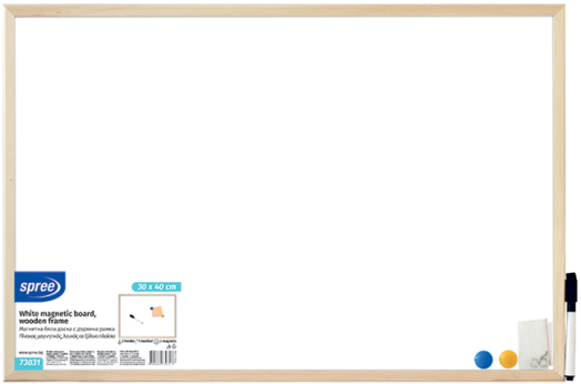 Магнитна бяла дъска с дървена рамка Spree, 30 x 40 см.
