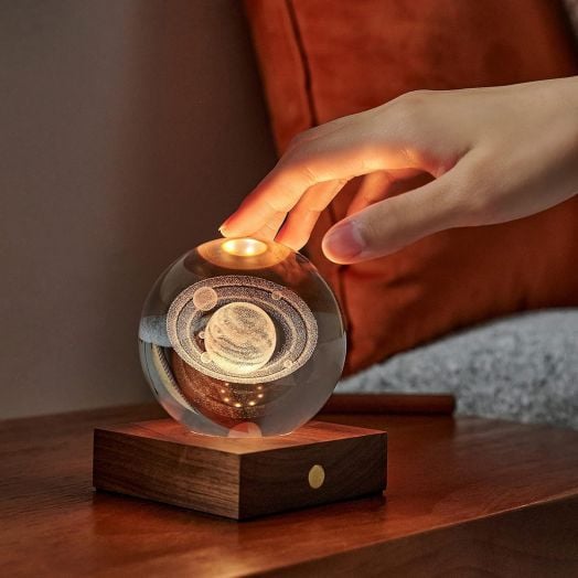 Нощна лампа Gingko Amber Crystal Light Saturn