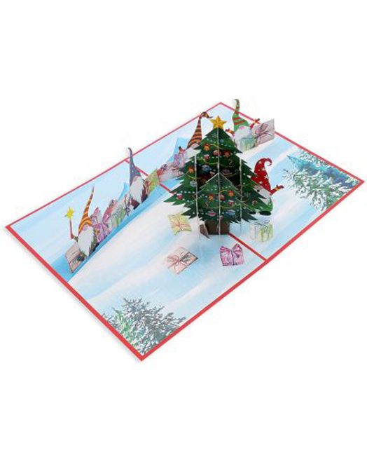 Поздравителна картичка Kiriori Джуждета с елха