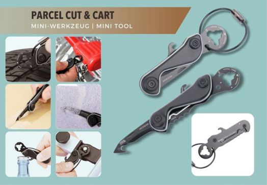 Ключодържател Troika Parcel Cut & Cart, титаний