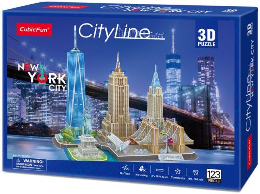 3D пъзел Cubic Fun Cityline - Ню Йорк, 123 части