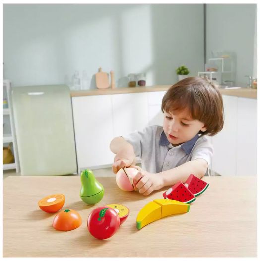 Игрален комплект Hape - Дървени плодове за рязане