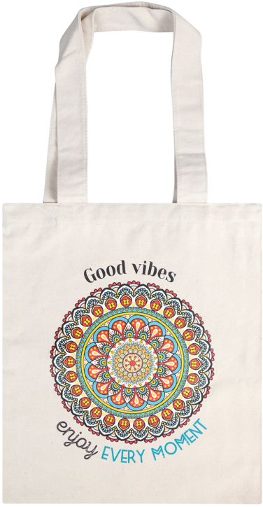 Чанта за пазаруване Simetro Books - Мандала Good Vibes Enjoy Every Moment