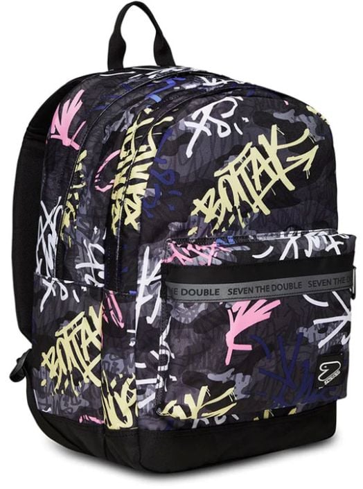 Ученическа раница Seven Pro XXL Mystic Gray с две отделения и безжични слушалки