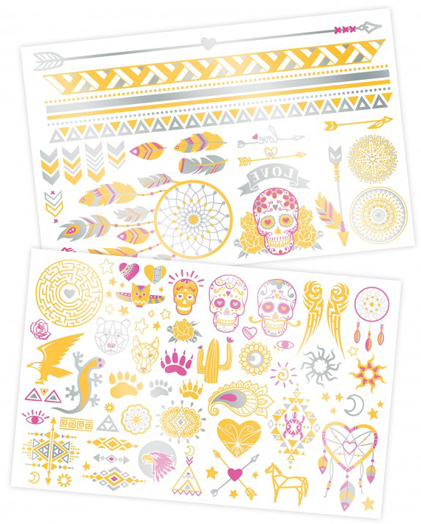 Временни татуировки Buki Be Teens - Металик, 75 броя
