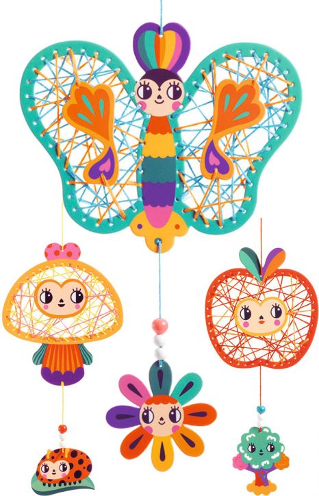 Творчески комплект Djeco - Направи висящи декорации с плетеници