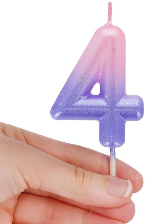 Свещ за рожден ден Legami - Цифра 4, розова