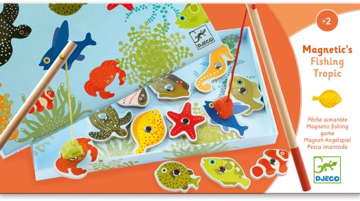 Дървени магнити Djeco - Тропически риболов