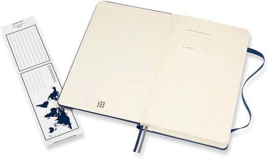 Класически тефтер Moleskine Expanded Sapphire Blue с твърди корици и нелинирани страници