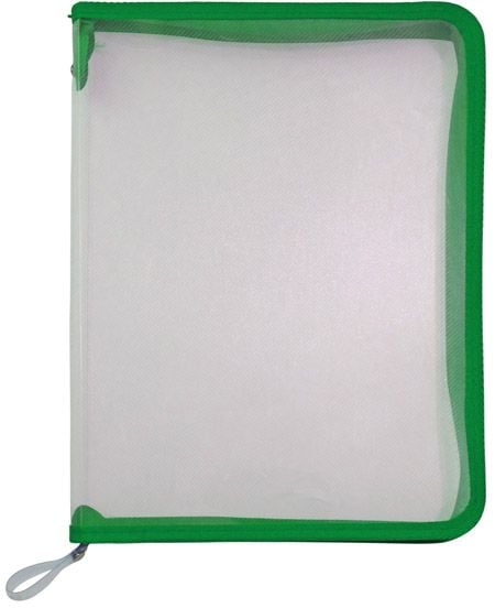 Папка с цип Office Zone със зелен кант