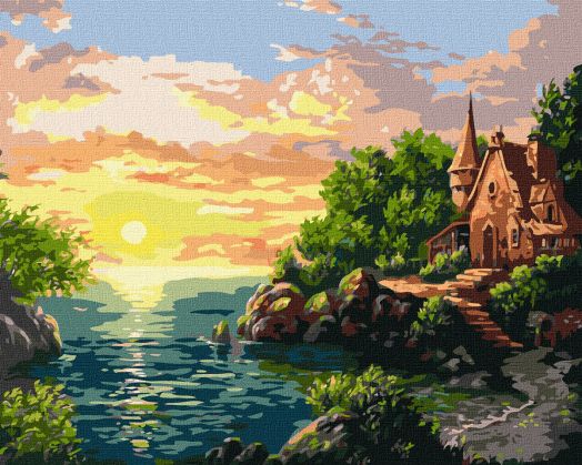 Комплект за лесно рисуване с акрилни бои Ideyka - Залез, 40 x 50 см.