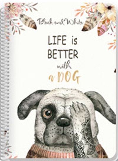 Тетрадка Black & White B5 със спирала и 3 теми, 105 листа - широки редове