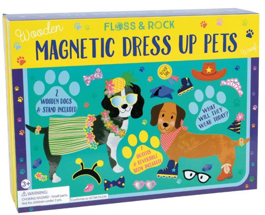 Дървена кукла за преобличане Floss & Rock, Wooden Magnetic Dress up Doll, Pets - Домашни любимци