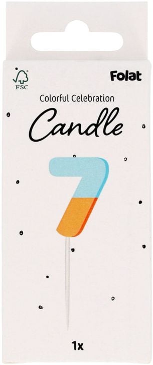 Свещ за рожден ден Folat Stripetastic - Цифра 7