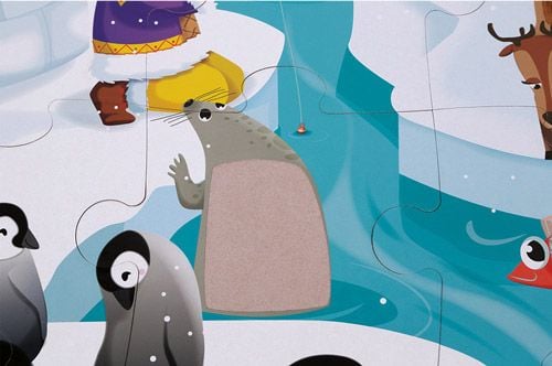 Детски тактилен пъзел Janod - Живот на леда, 20 части