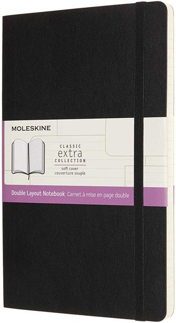 Класически черен тефтер Moleskine с меки корици, комбинирани страници