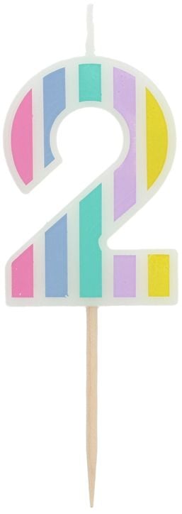Свещ за рожден ден Folat - Цифра 2, пастел