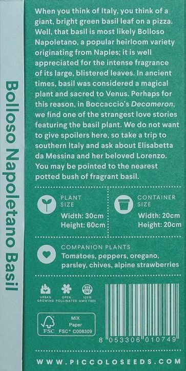 Семена за босилек Bolloso Napoletano Piccolo