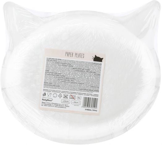 Чинийки PartyDeco - Розово коте, 6 бр.