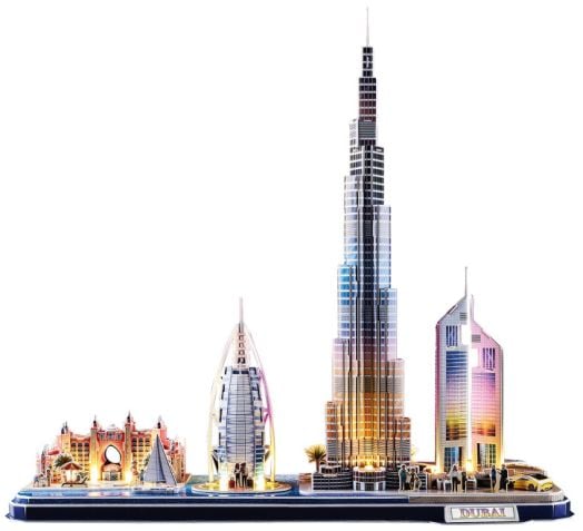 Светещ 3D пъзел Cubic Fun City Line - Дубай, 182 части