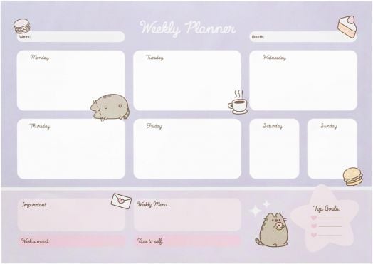 Седмичен планер - пад Pusheen Moments А3, 54 листа