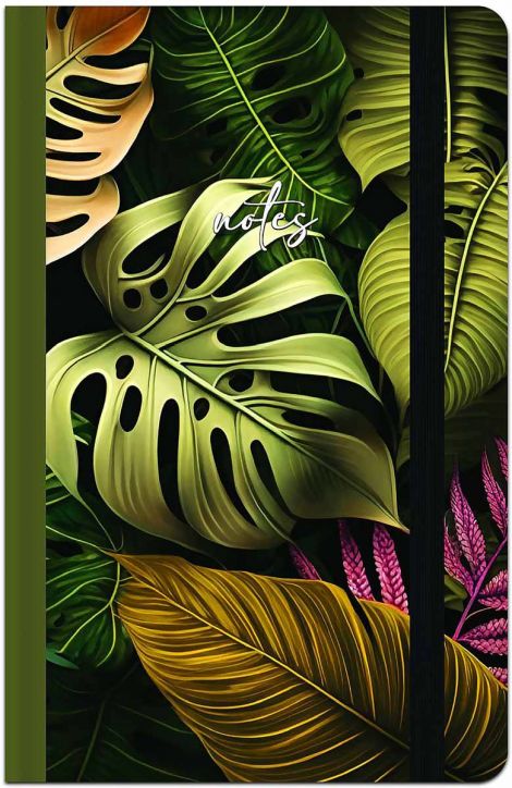 Тефтер с ластик Lastva Botanical А6, 96 листа с широки редове