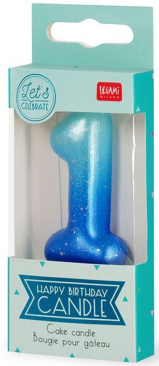 Свещ за рожден ден Legami - Цифра 1, синя