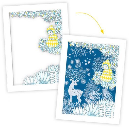 Креативен комплект Djeco In The Moonlight - циано печат