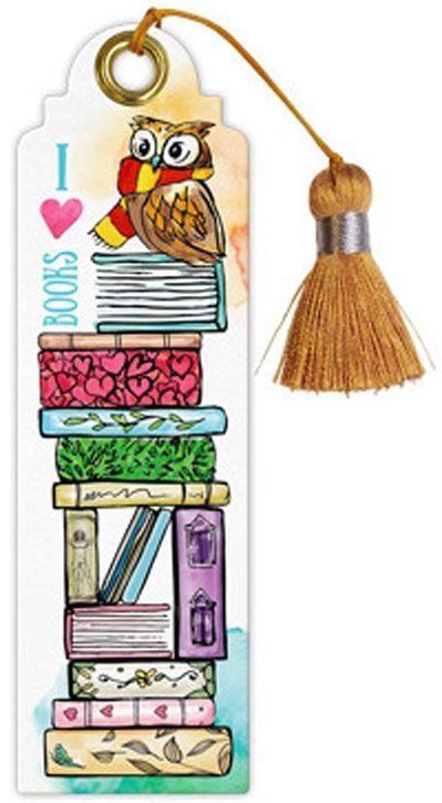 Книгоразделител с пиксюл - I love books с бухалче
