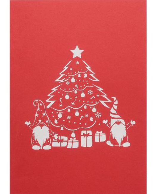 Поздравителна картичка Kiriori Джуждета с елха