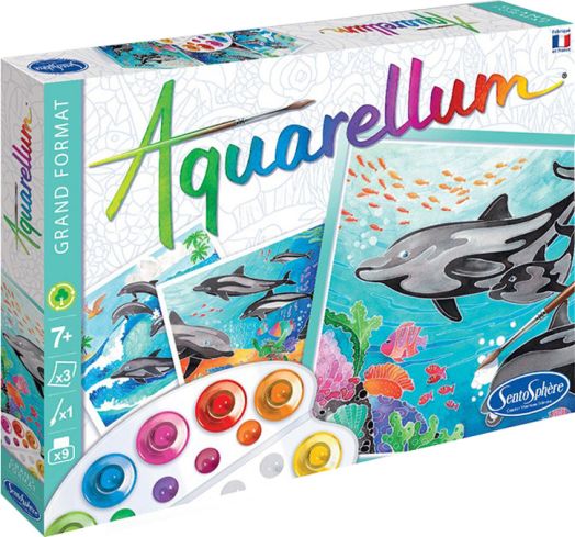 Комплект за оцветяване с акварелни бои - Делфини