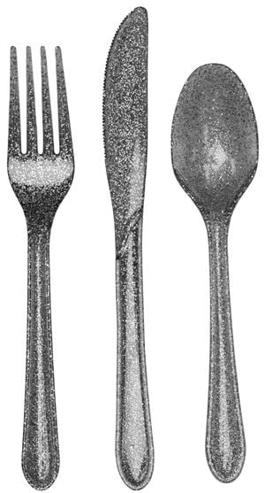 Пластмасови прибори Creative Party - Сребърен блясък, 24 бр.