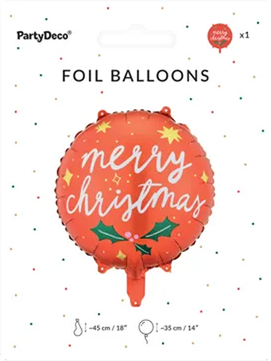 Коледен фолиев балон PartyDeco - Весела Коледа