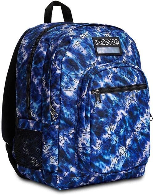 Ученическа раница Seven Freethink Blue Print 2022 с две отделения и USB порт