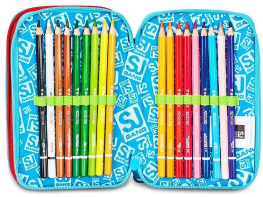 Ученически несесер Seven SJ Gang Game Led с три отделения, пълен