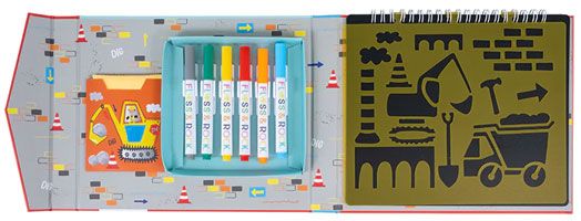 Творчески комплект Floss & Rock, Chalkboard Sketchbook, Construction - Строителни машини