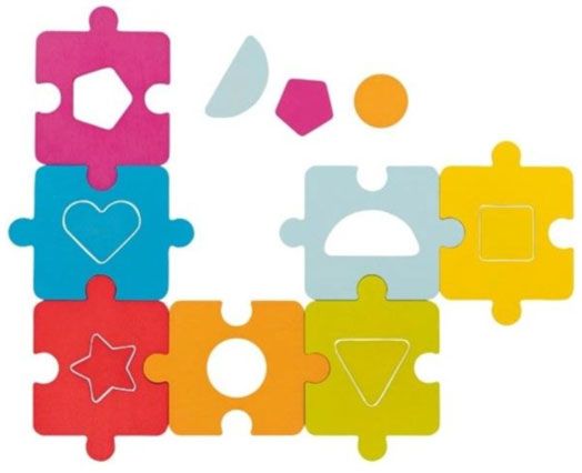 Дървен комплект 2 в 1 Goki - Игра и пъзел