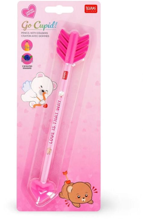Молив с две ароматизирани гумички Legami - Go Cupid
