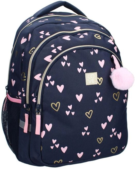 Ергономична ученическа раница Vadobag Milky Kiss Heart of Gold с две отделения