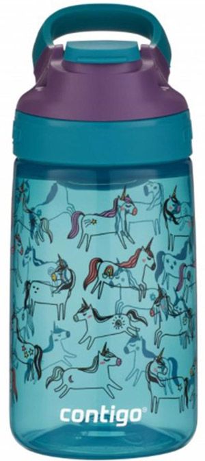 Детска бутилка за вода Contigo Gizmo Flip - Еднорози, 420 мл.
